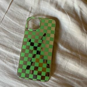 Checkered & Mirrored Green iPhone 12 case